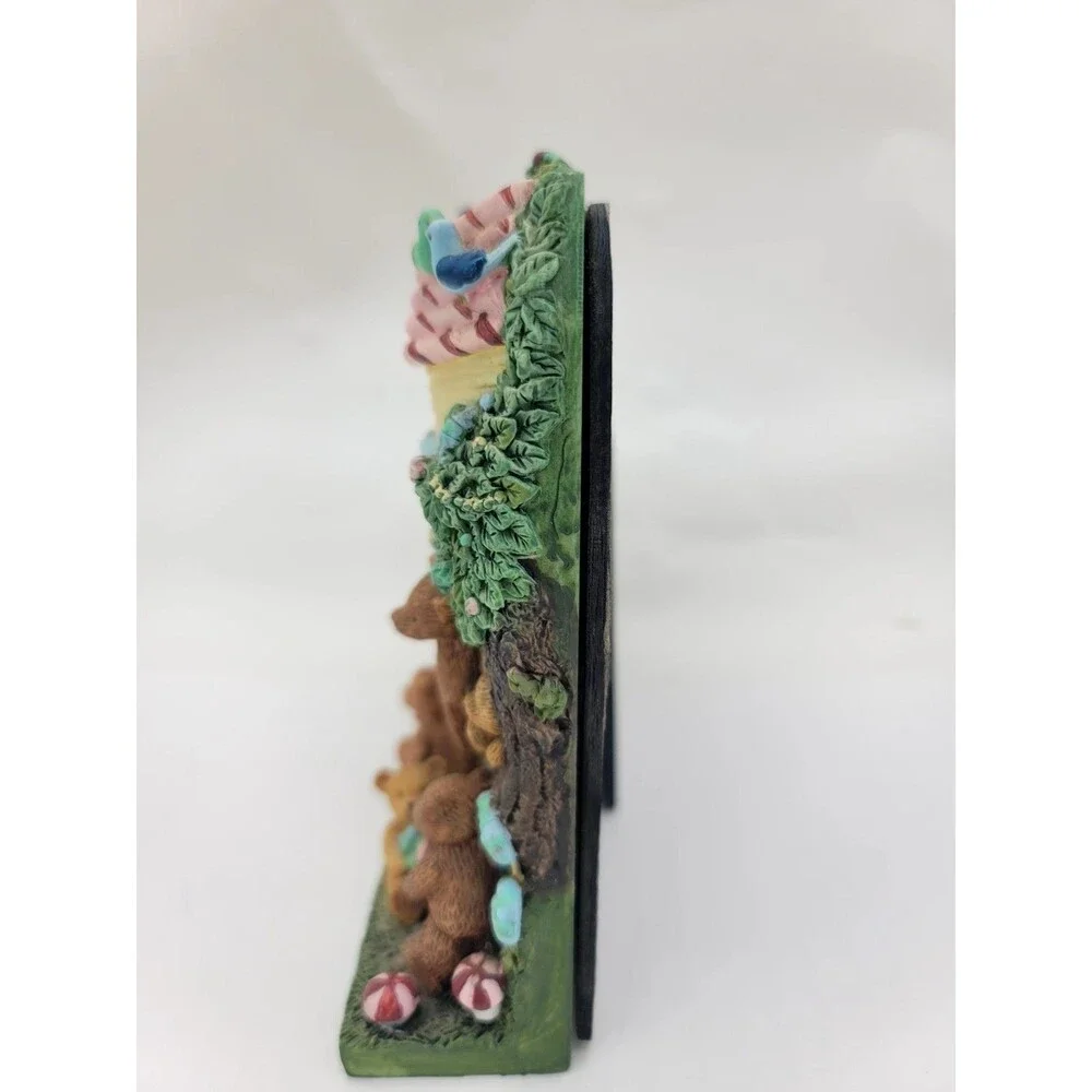 Vintage Teddy Bear Candy World Photo Frame Whimsical Nursery Decor Forest